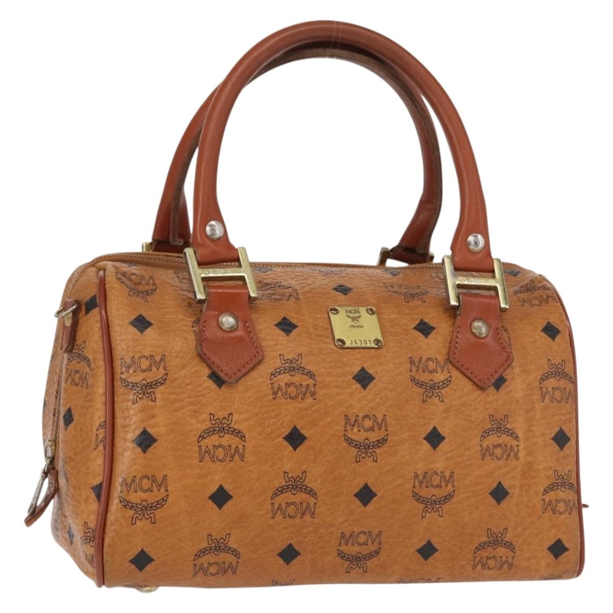 MCM Visetos logogramme Handbag Canvas and Leather, BROWN, CANVAS, Handbag