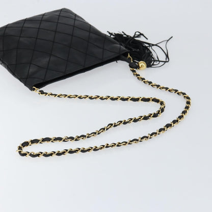 Chanel Vintage Shoulder Bag Leather, BLACK, LEATHER, Shoulder bag