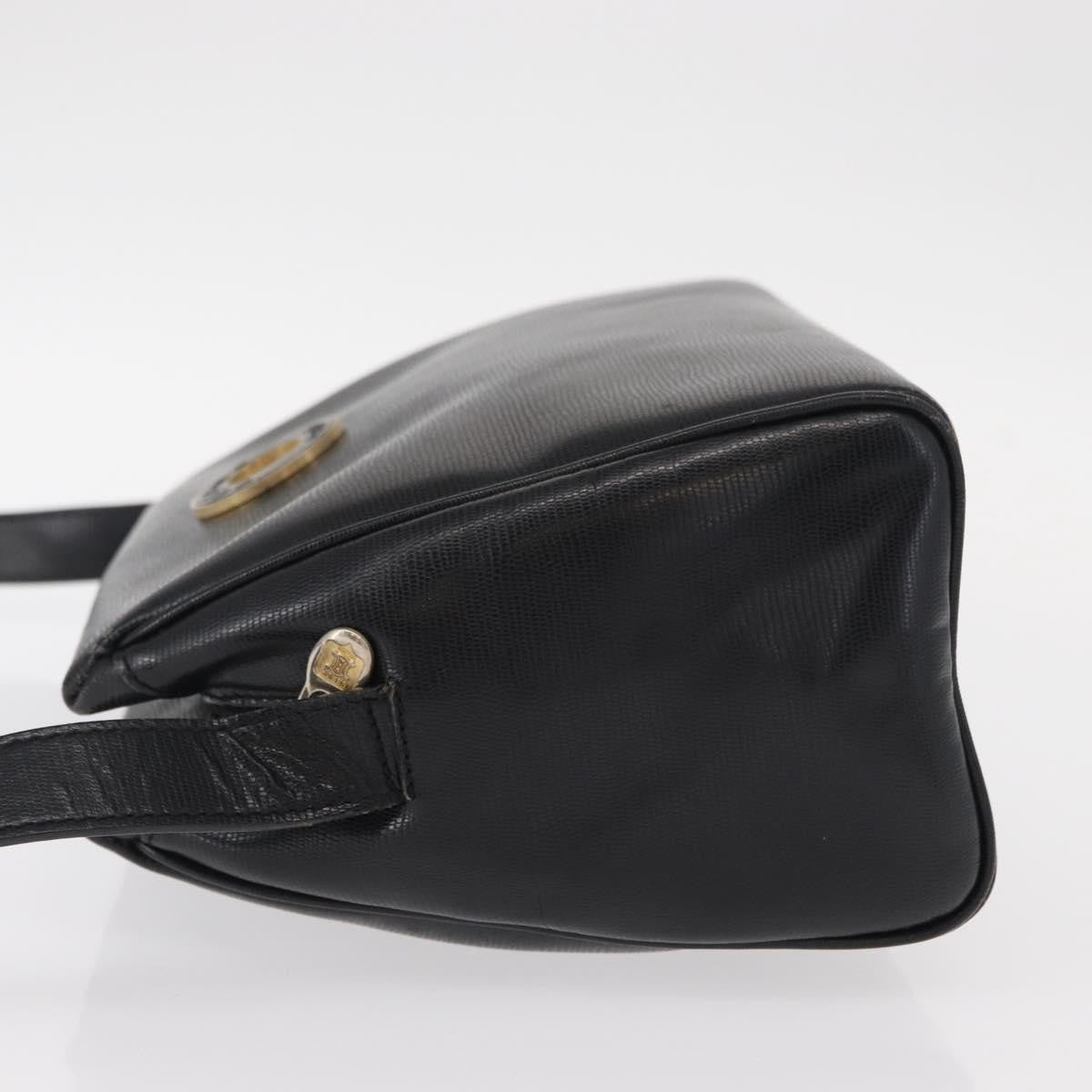 Celine Vintage Circle Logo Crossbody Bag Leather, BLACK, LEATHER, Shoulder bag