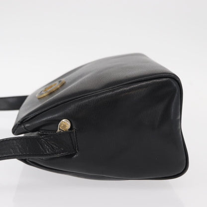 Celine Vintage Circle Logo Crossbody Bag Leather, BLACK, LEATHER, Shoulder bag