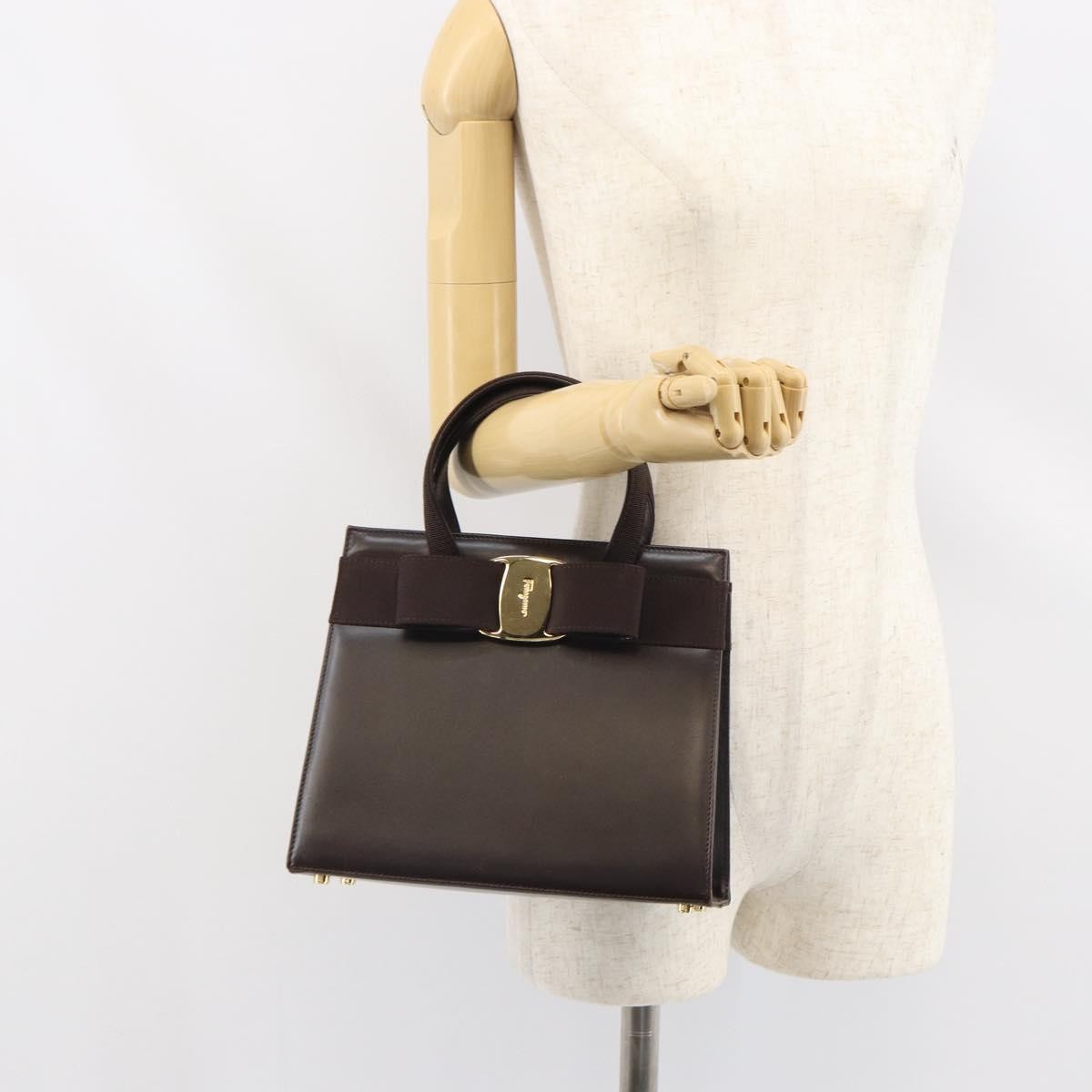 Salvatore Ferragamo Convertible Vara Bow Tote Leather, BROWN, LEATHER, Handbag