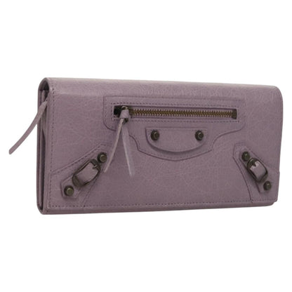 Balenciaga Classic Continental Zip Around Wallet Leather, PURPLE, LEATHER, Wallets