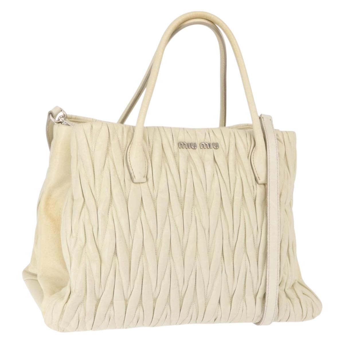 Miu Miu Vintage Tote bag Leather, BEIGE, LEATHER, Tote bag