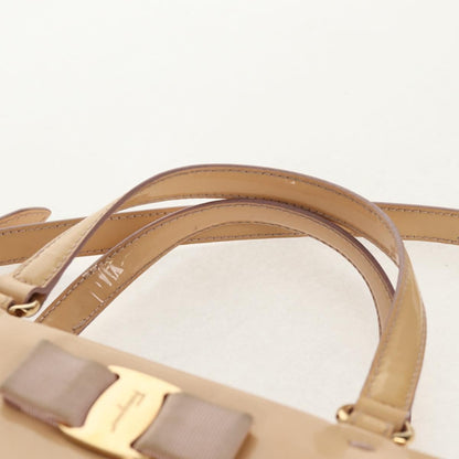 Salvatore Ferragamo Convertible Vara Bow Tote Patent Leather, BEIGE, PATENT_LEATHER, Tote bag