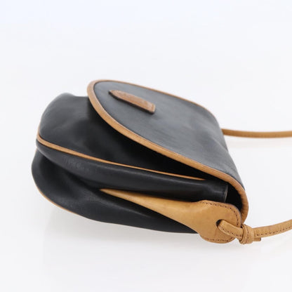 Celine Flap Shoulder Bag Leather, BLACK, LEATHER, Shoulder bag