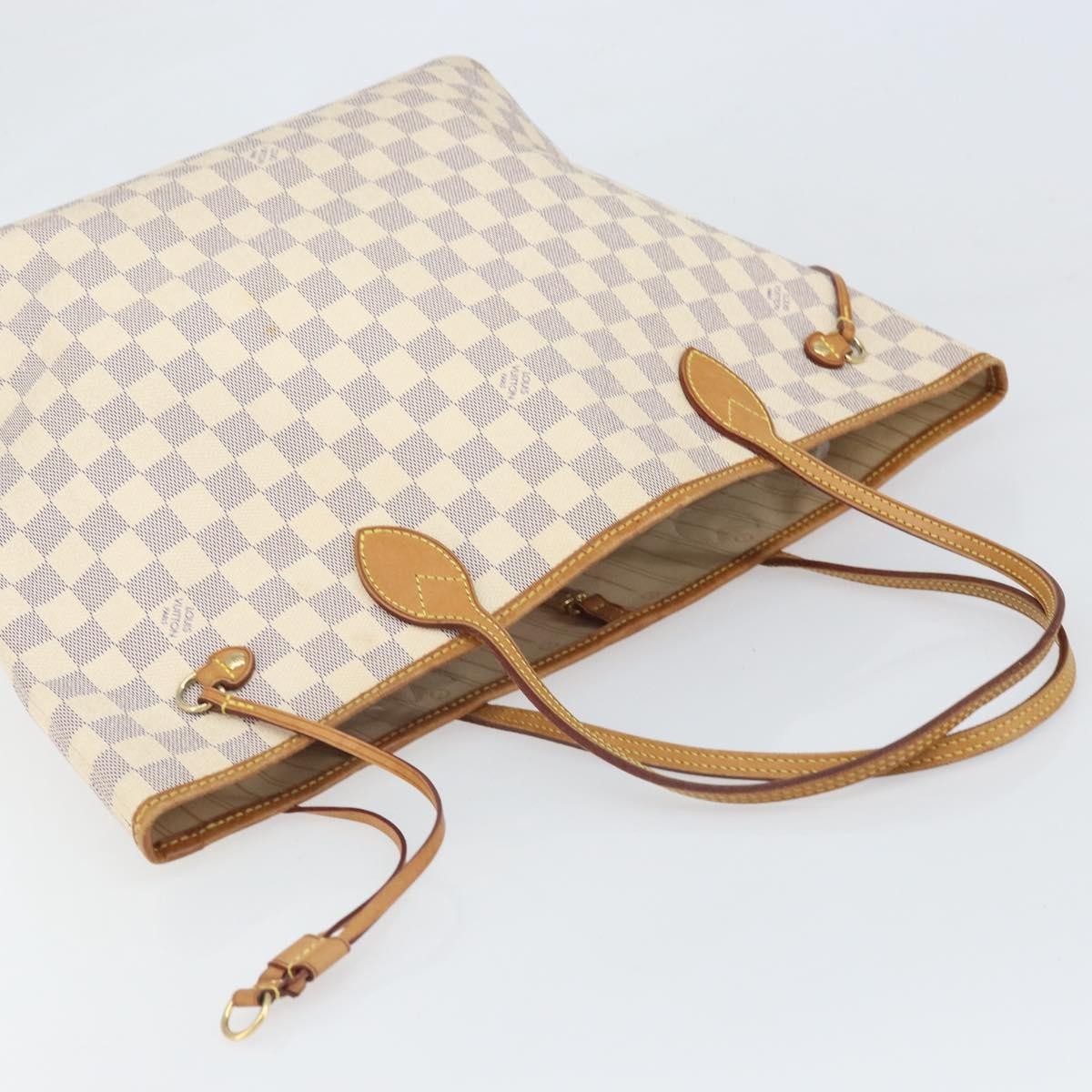 Louis Vuitton Neverfull Tote Damier, WHITE, CANVAS, Tote bag