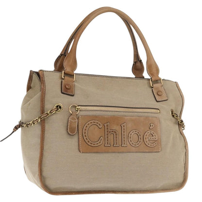 Chloe Harley Handbag Canvas with Leather, BEIGE, CANVAS, Handbag