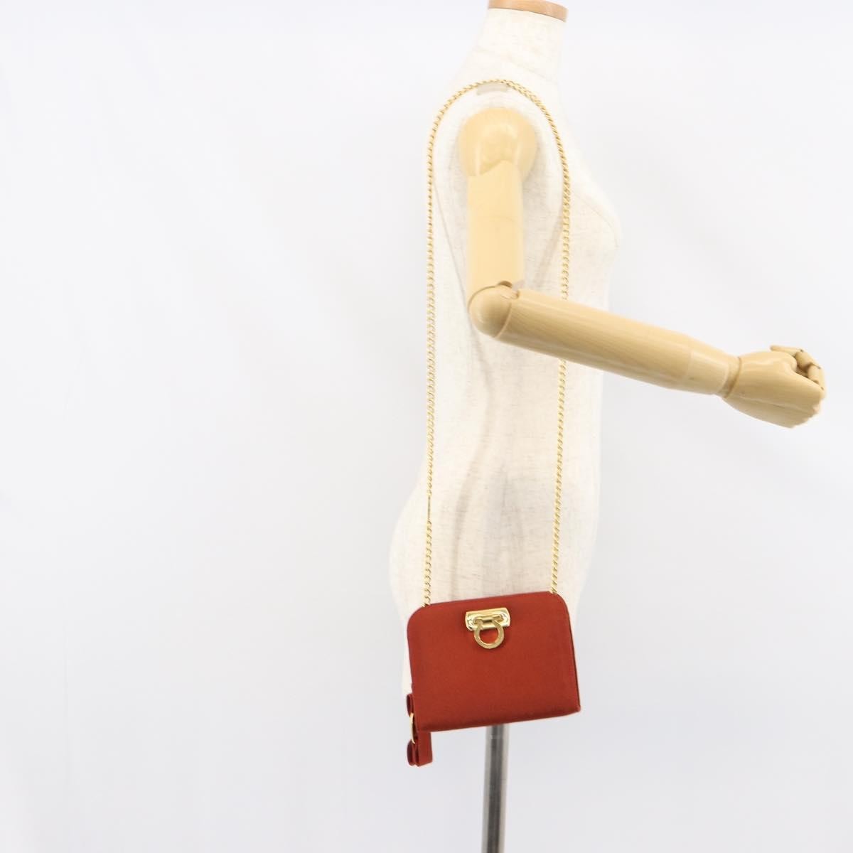Salvatore Ferragamo Vintage Gancini Chain Shoulder Bag Nylon, RED, NYLON, Shoulder bag