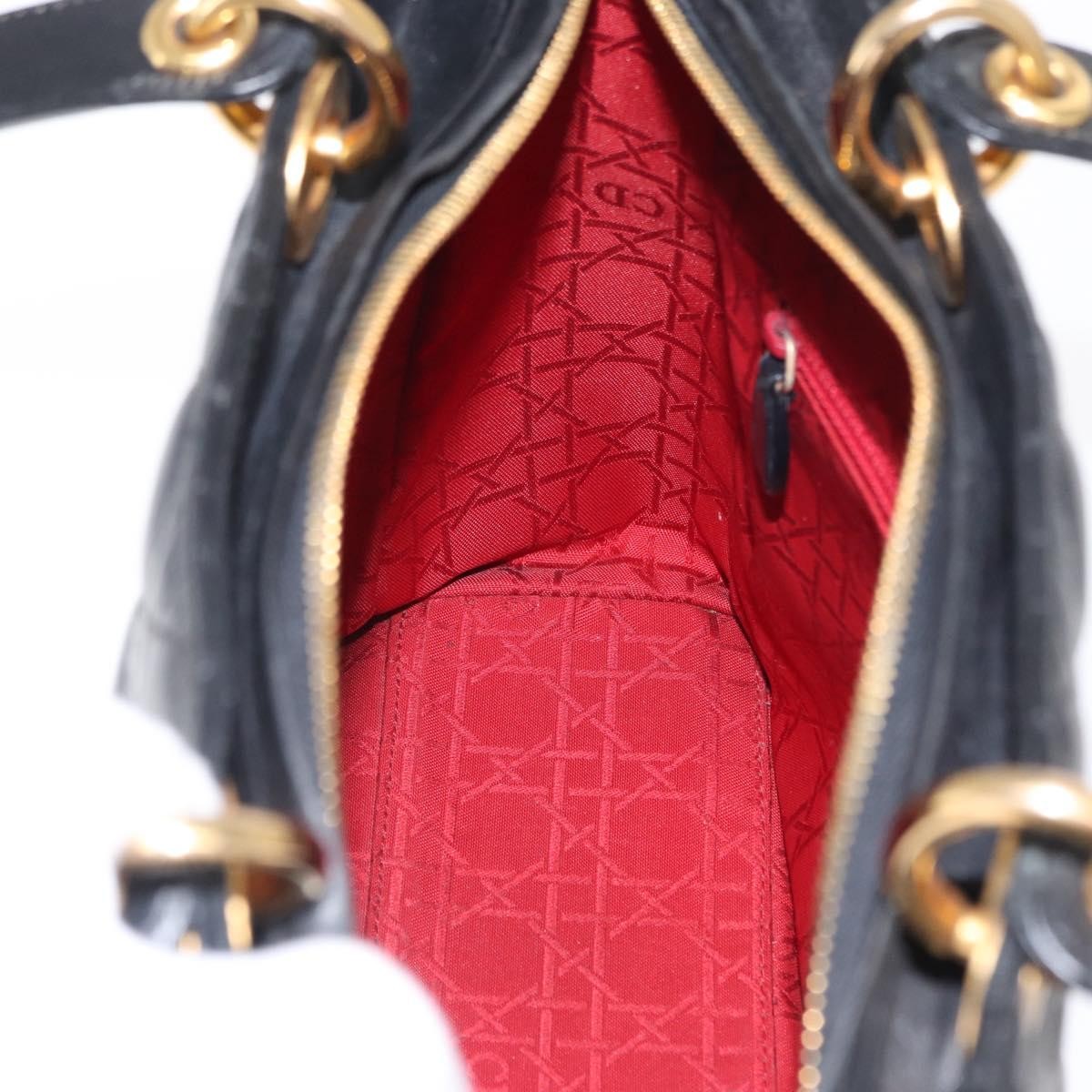 Christian Dior Vintage Lady Dior Bag Cannage Quilt Lambskin, BLACK, LEATHER, Tote bag