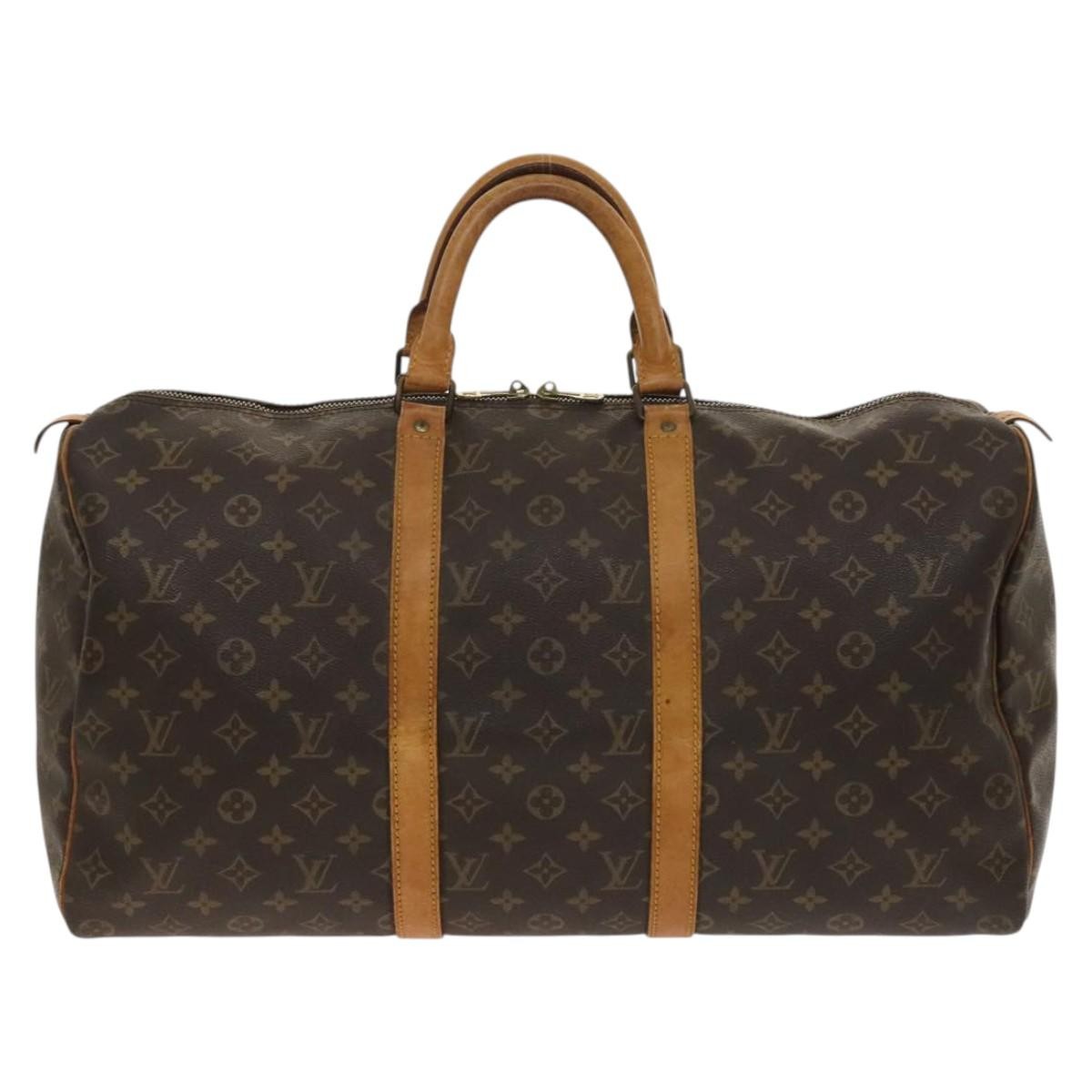 Louis Vuitton Keepall Bag Monogram Canvas, BROWN, CANVAS, Travel bag