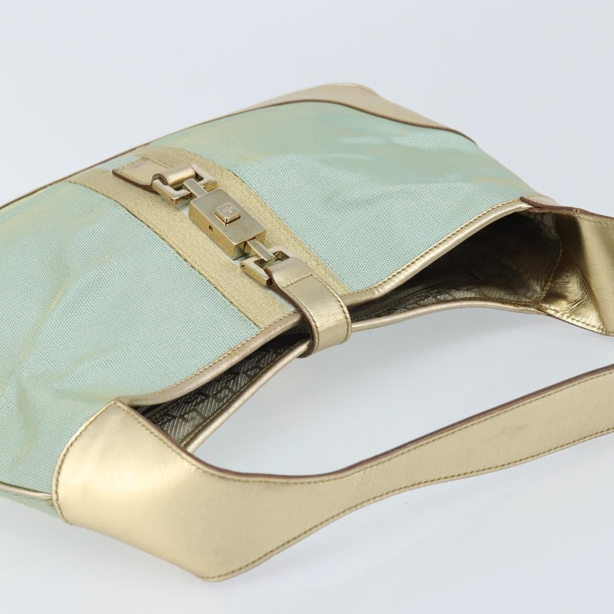 Gucci Vintage Jackie Shoulder Bag Canvas and Leather, Blue, Canvas, Shoulder Bag