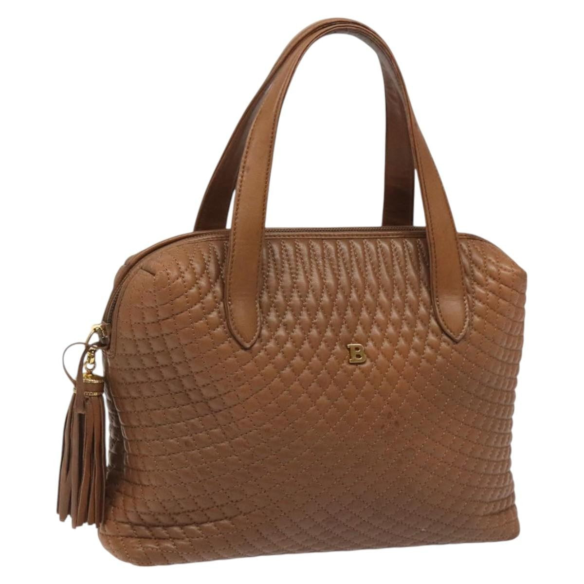 Bally Vintage Handbag Quilted Leather, Brown, Leather, Handbag