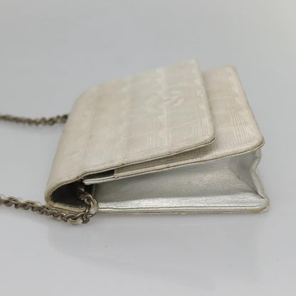 Chanel Travel Line Wallet on Chain Quilted Nylon, Silver, Nylon, Wallet