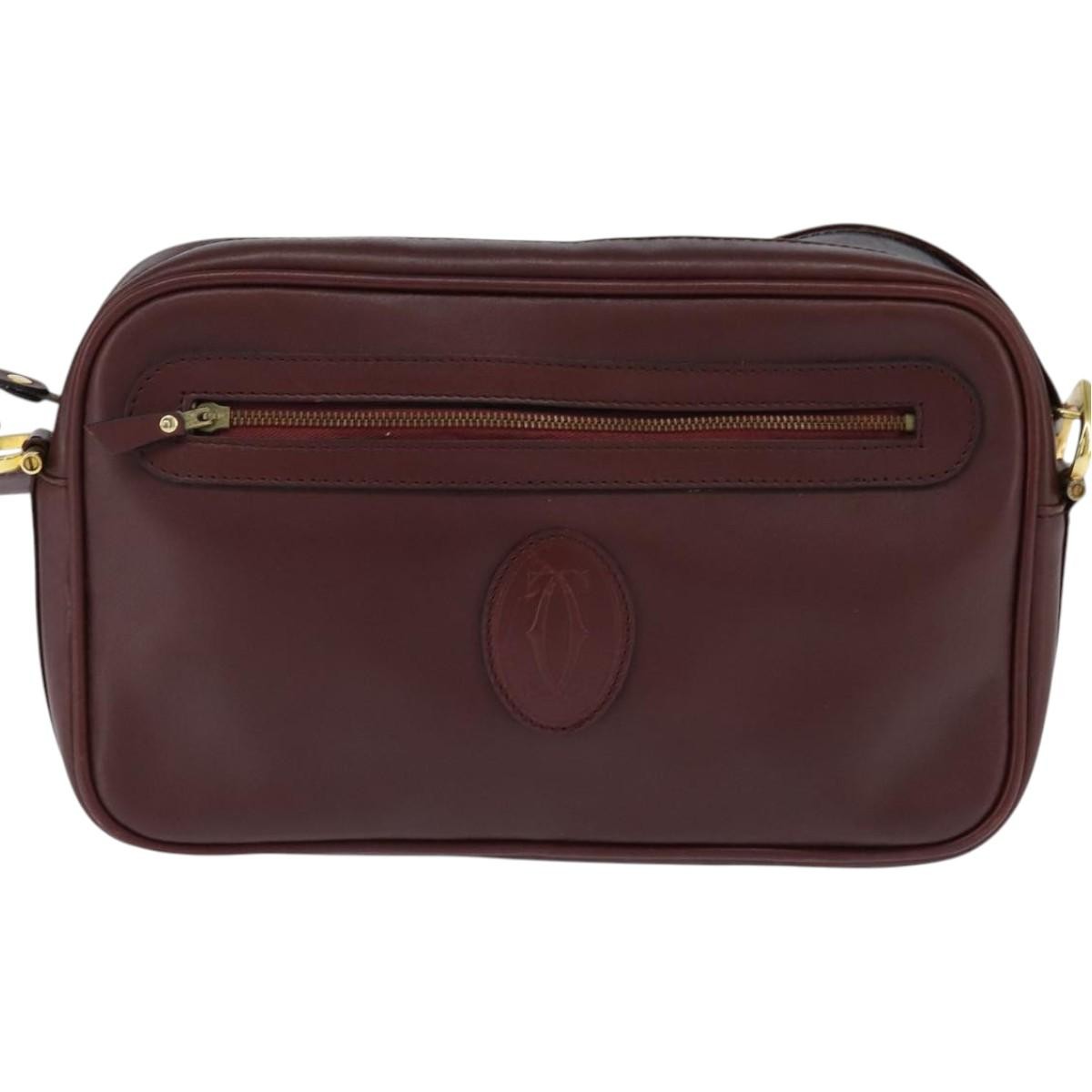cartier Must de Cartier Shoulder Bag Leather, BURGUNDY, LEATHER, Shoulder bag