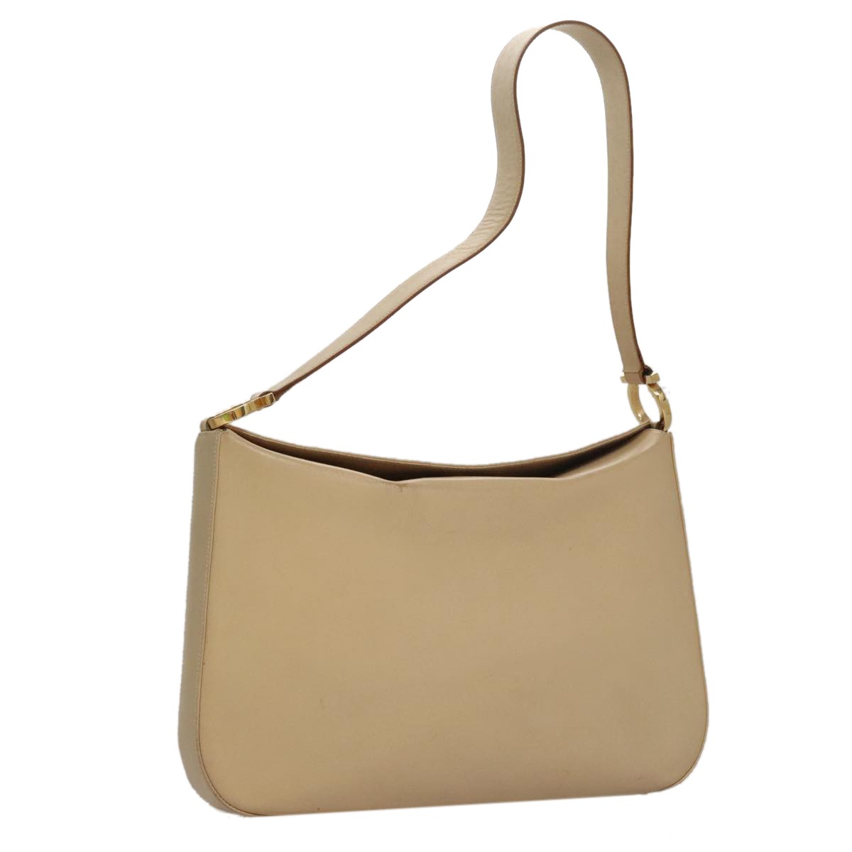 Salvatore Ferragamo Gancini Shoulder Bag Leather, BEIGE, LEATHER, Shoulder bag