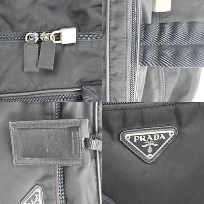 Prada Expandable Front Zip Boston Bag Tessuto, Black, Nylon, Travel Bag