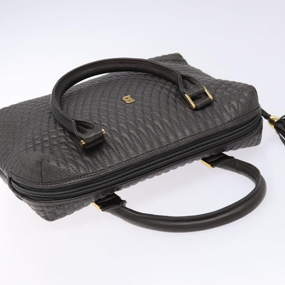 Bally Vintage Handbag Quilted Leather, Gray, Leather, Handbag
