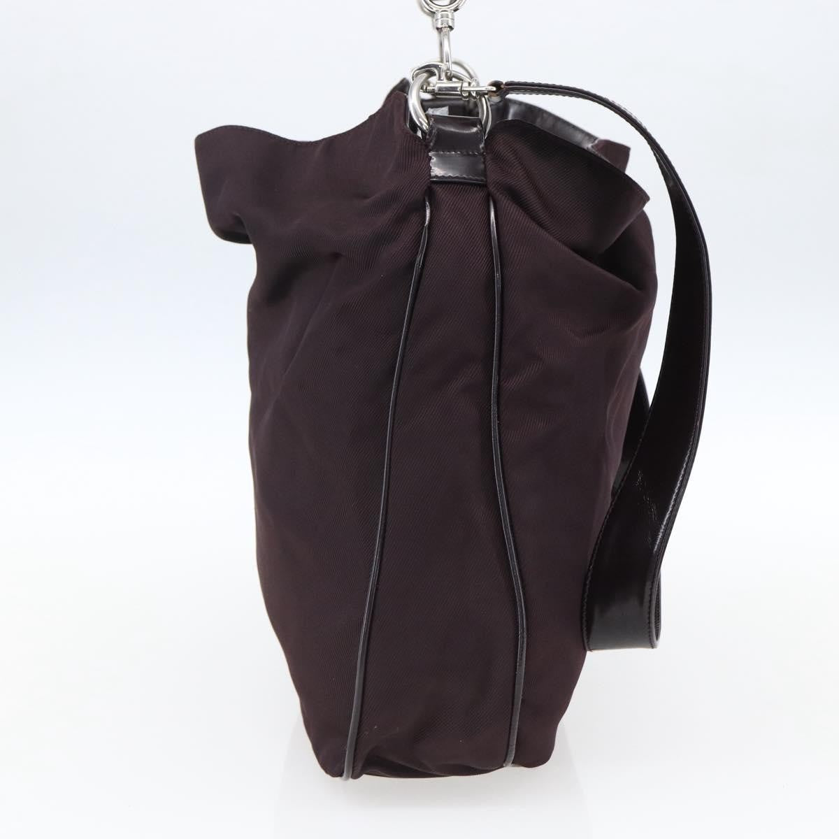 Gucci Vintage Bamboo Handle Bag Nylon, Burgundy, Nylon, Handbag