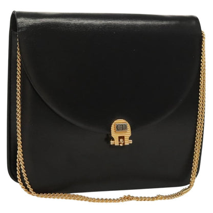 Christian Dior Vintage Chain Flap Shoulder Bag Leather, BLACK, LEATHER, Shoulder bag