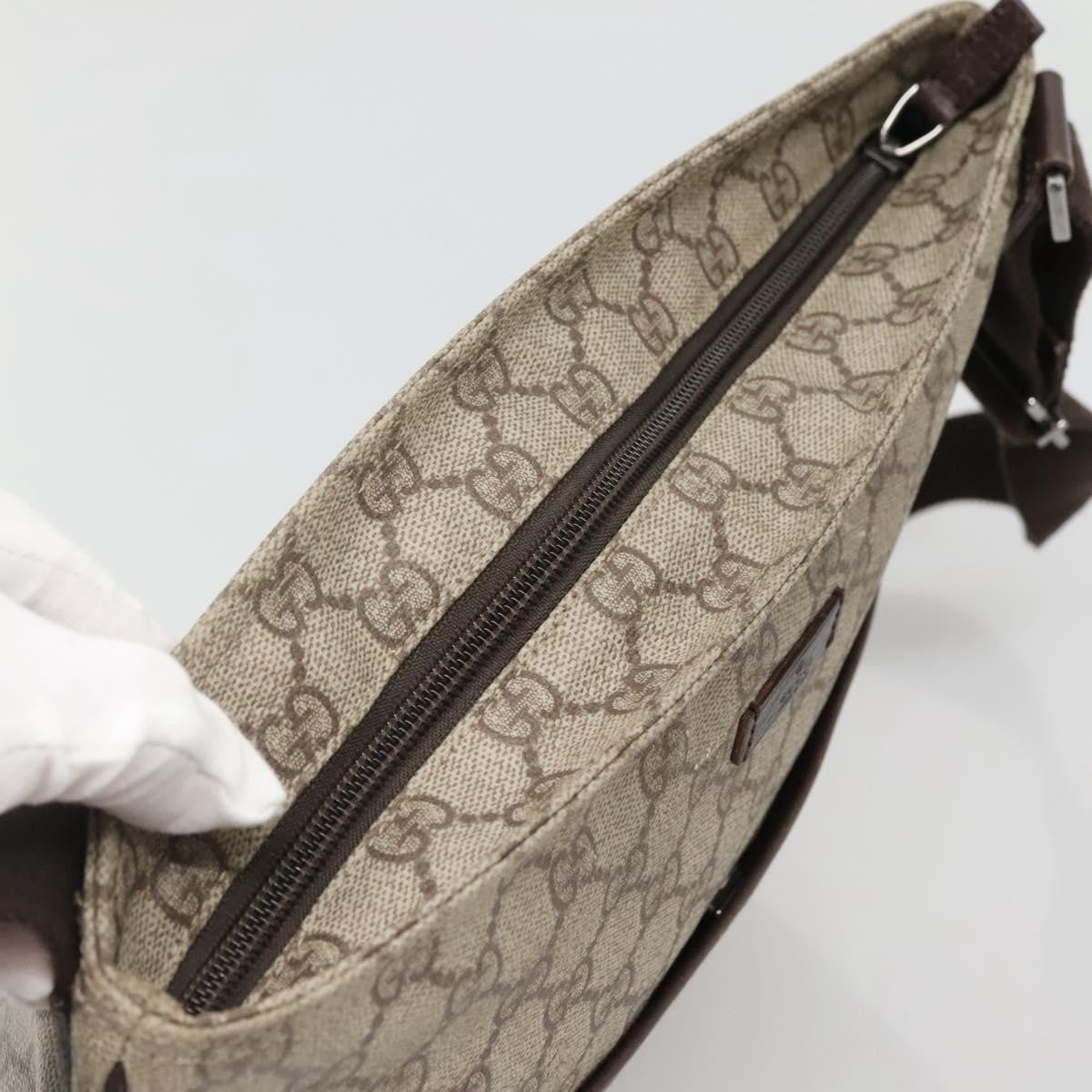 Gucci Zip Top Messenger Bag GG Coated Canvas, BEIGE, CANVAS, Shoulder bag