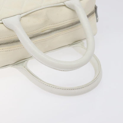 Chanel Vintage Logo Bowler Bag Quilted Canvas, WHITE, CANVAS, Handbag