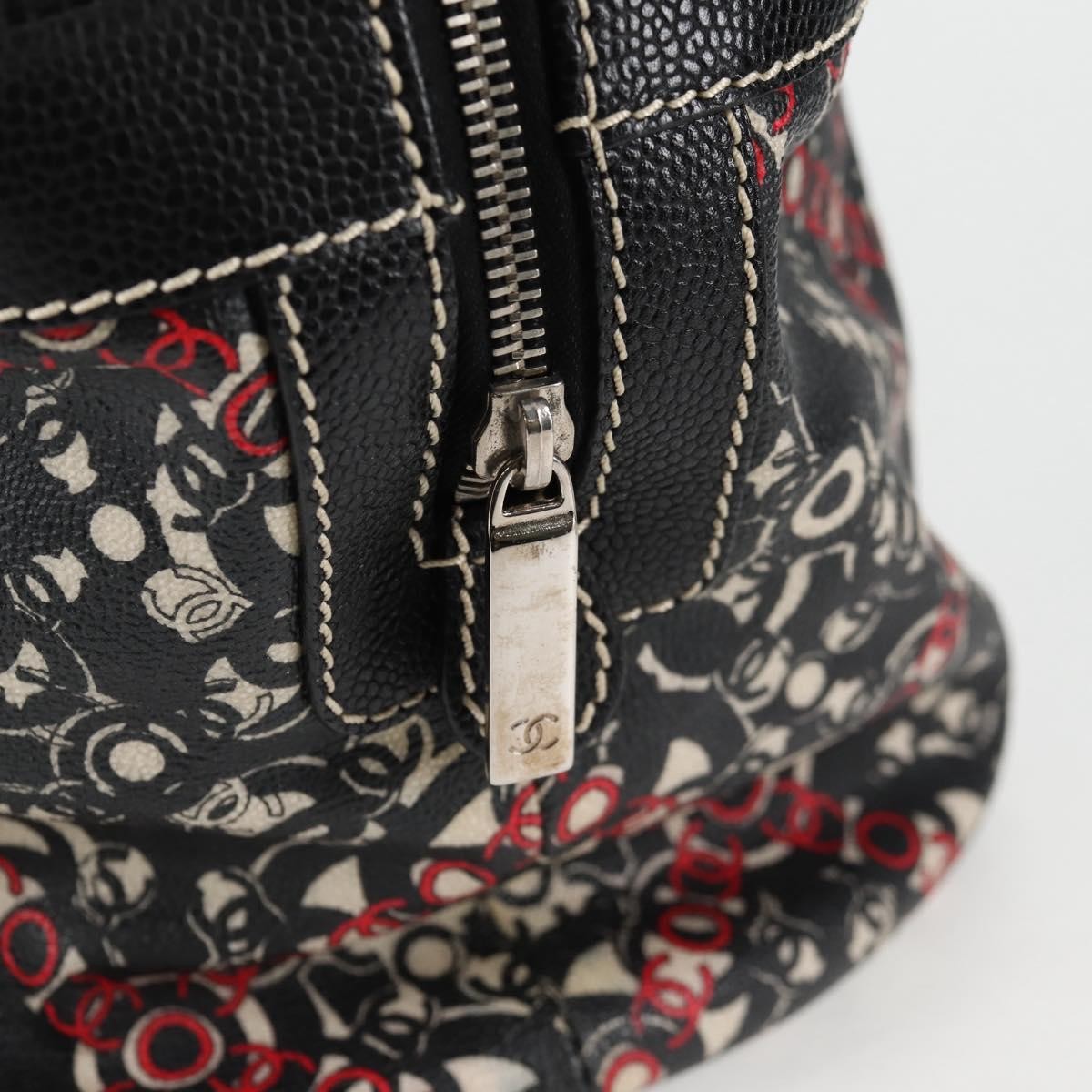 Chanel Optic Coco Bowler Bag Printed Coated Canvas with Caviar, BLACK, PVC, Handbag