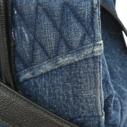 Miu Miu Biker Convertible Tote Denim with Leather, BLUE, DENIM_JEANS, Tote bag