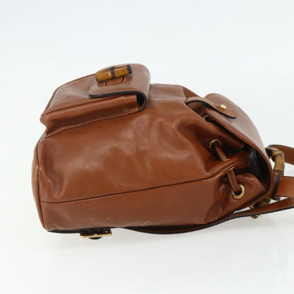 Gucci Vintage Bamboo Backpack Leather, Brown, Leather, Backpack