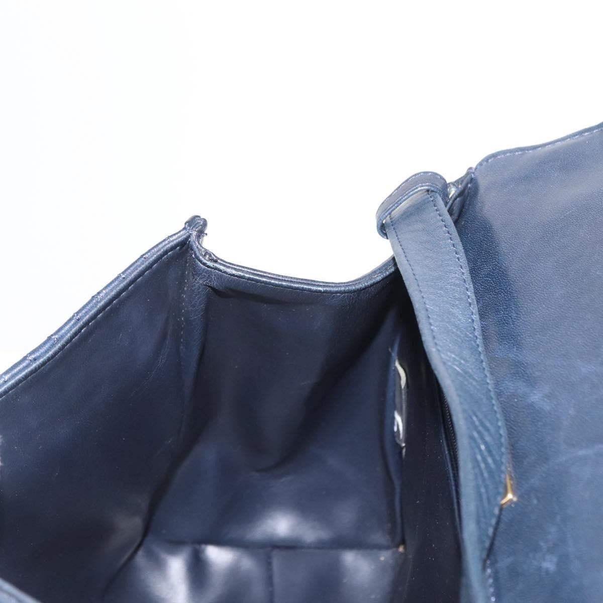 Bally Vintage Handbag Quilted Leather, NAVY, LEATHER, Handbag