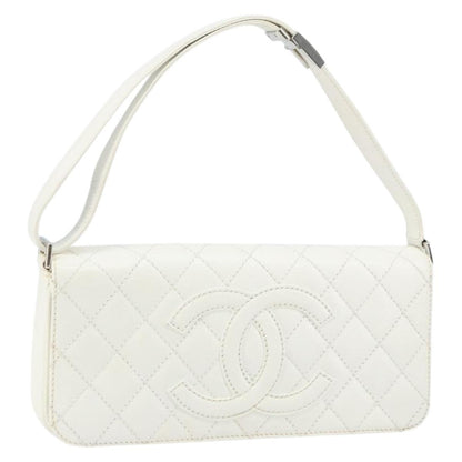 Chanel Vintage Timeless CC Adjustable Shoulder Bag Quilted Calfskin, White, Leather, Shoulder Bag