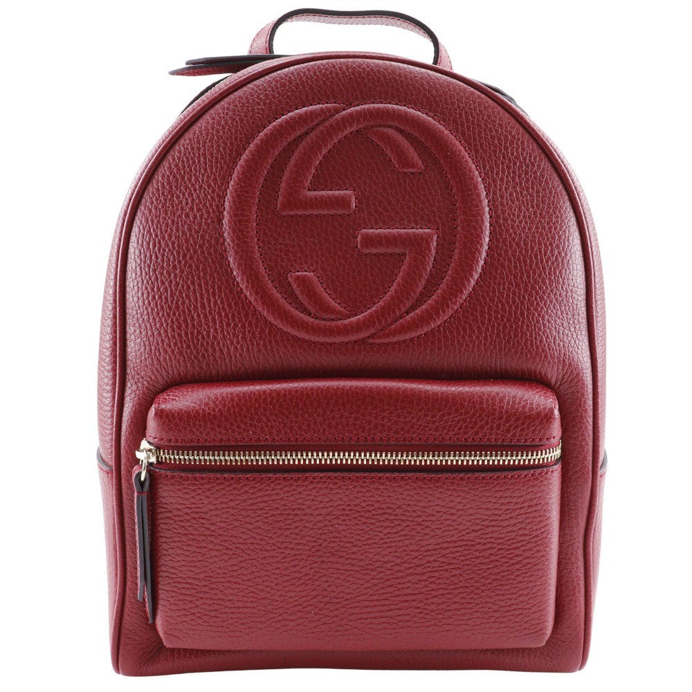 Gucci Soho Chain Backpack Leather, RED, LEATHER, Backpack