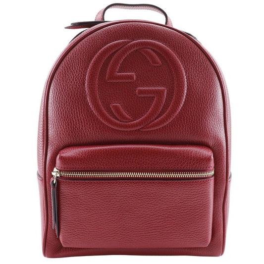 Gucci Soho Chain Backpack Leather, RED, LEATHER, Backpack