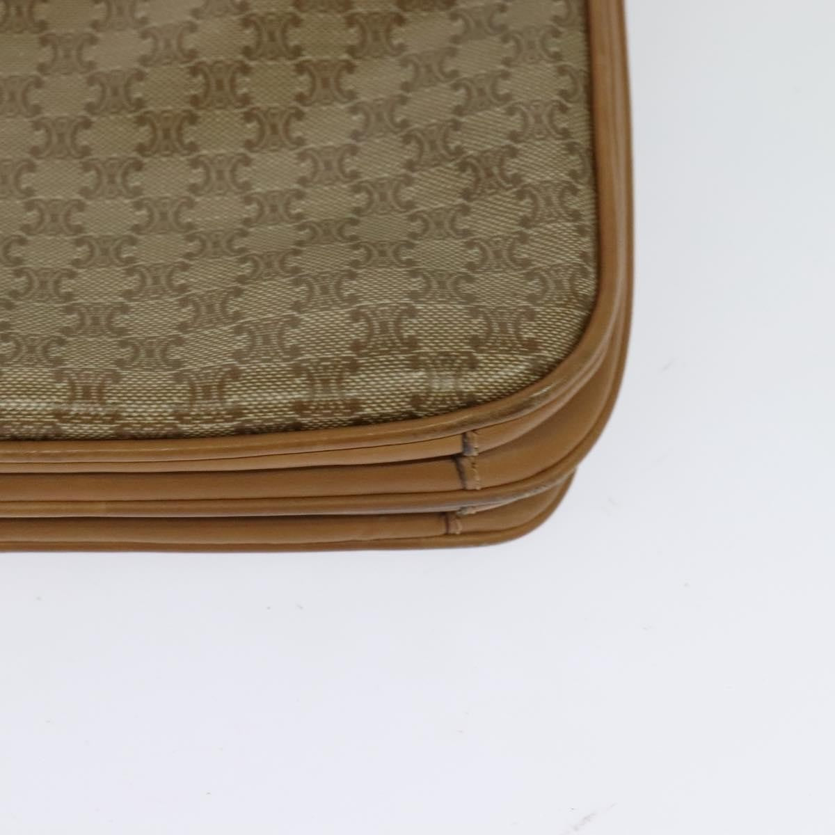 Celine Vintage Macadam Shoulder Bag Canvas and Leather, Beige, Canvas, Handbag