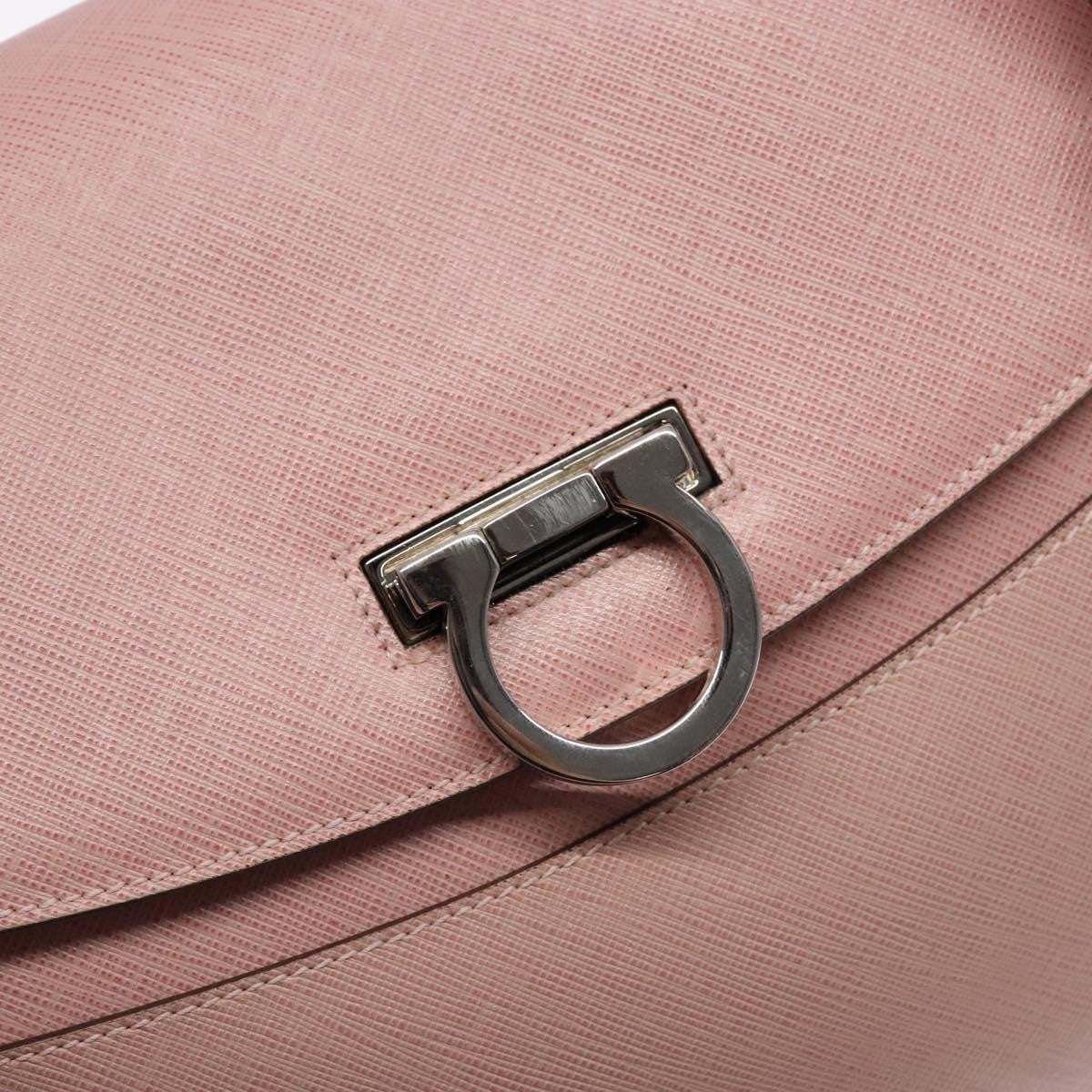 Salvatore Ferragamo Gancini handbag Leather, PINK, LEATHER, Handbag