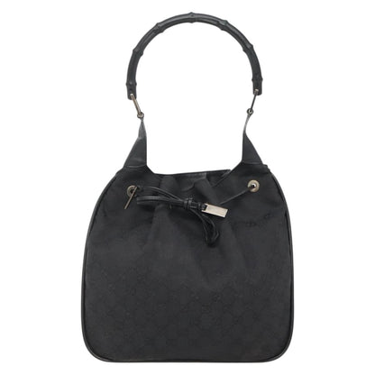 Gucci Miss Bamboo Bucket Bag GG Canvas, BLACK, CANVAS, Shoulder bag