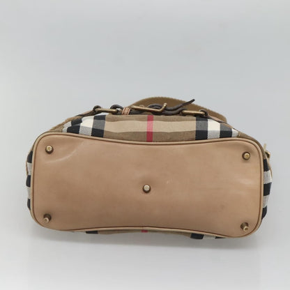 Burberry Parsons Hobo House Check Canvas and Leather, BEIGE, CANVAS, Shoulder bag