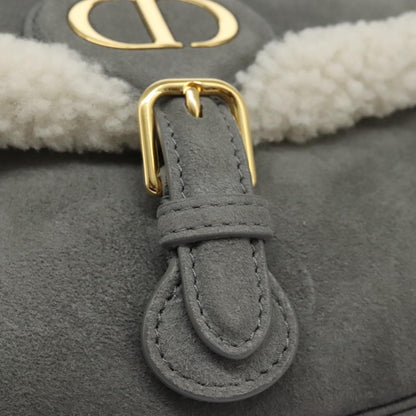 Christian Dior Bobby Flap Bag Shearling and Suede, GRAY, SUEDE, Shoulder bag