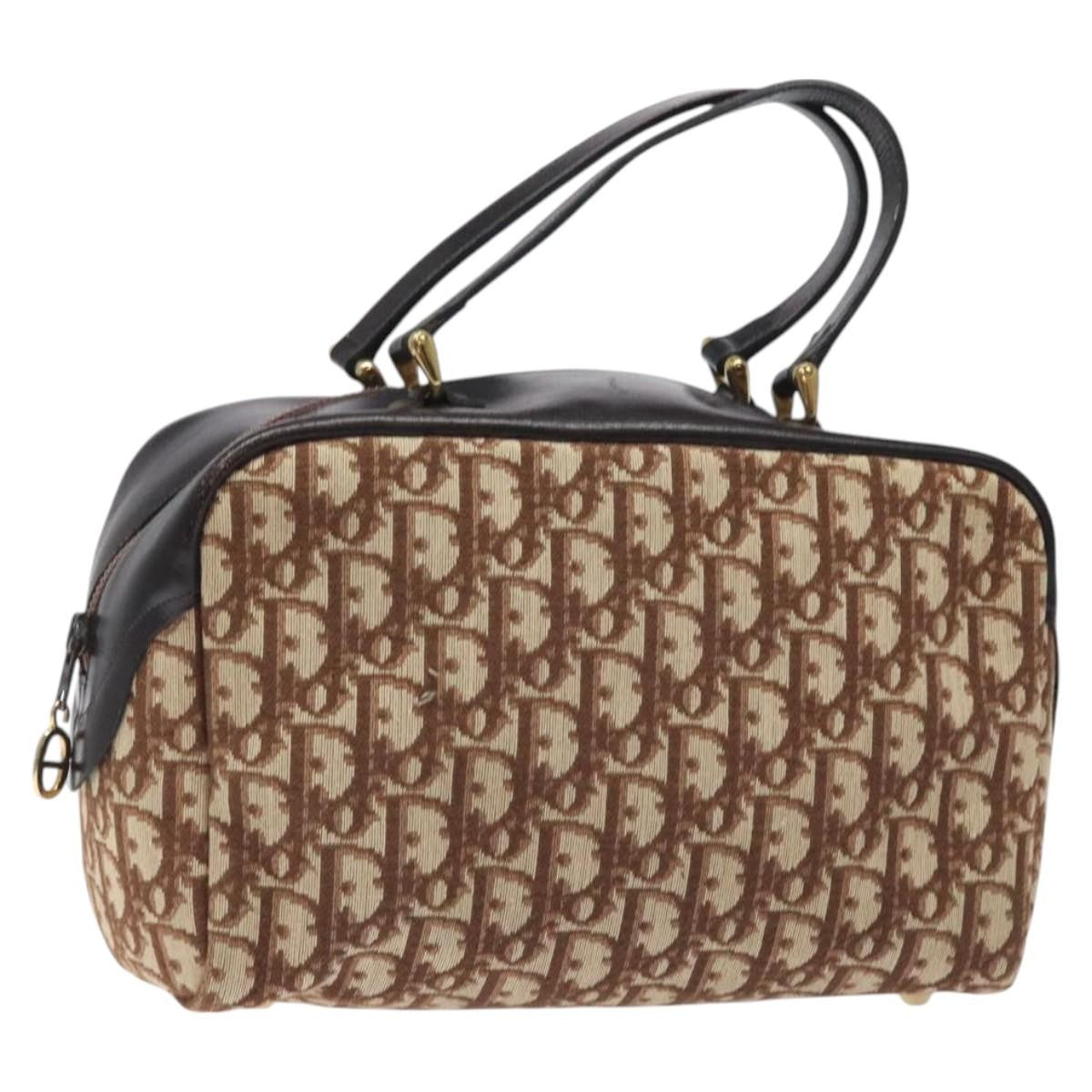 Christian Dior Vintage Trotter Handbag Canvas, BEIGE, CANVAS, Handbag