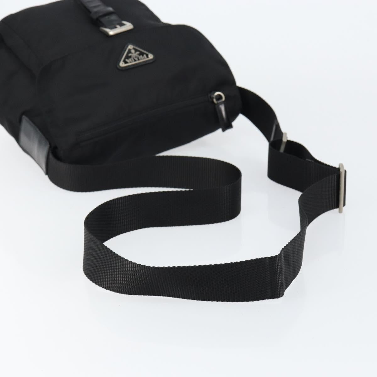 Prada Buckle Messenger Bag Tessuto, BLACK, NYLON, Shoulder bag