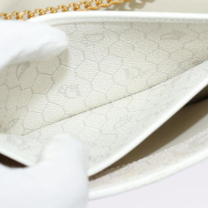 Christian Dior Vintage Honeycomb chain Canvas, WHITE, CANVAS, Handbag