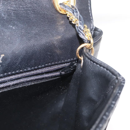 Bally Vintage Chain Shoulder Bag Quilted Leather, BLACK, LEATHER, Shoulder bag