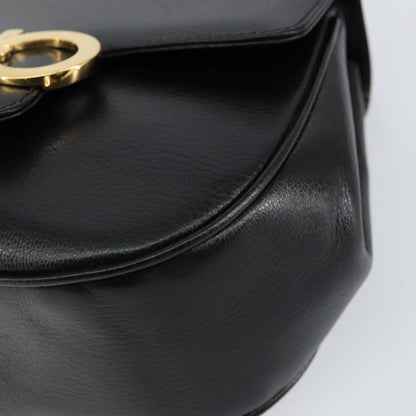 Salvatore Ferragamo Gancini Shoulder Bag Leather, BLACK, LEATHER, Shoulder bag