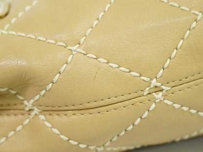 Chanel Surpique Tote Quilted Leather, BEIGE, LEATHER, Tote bag