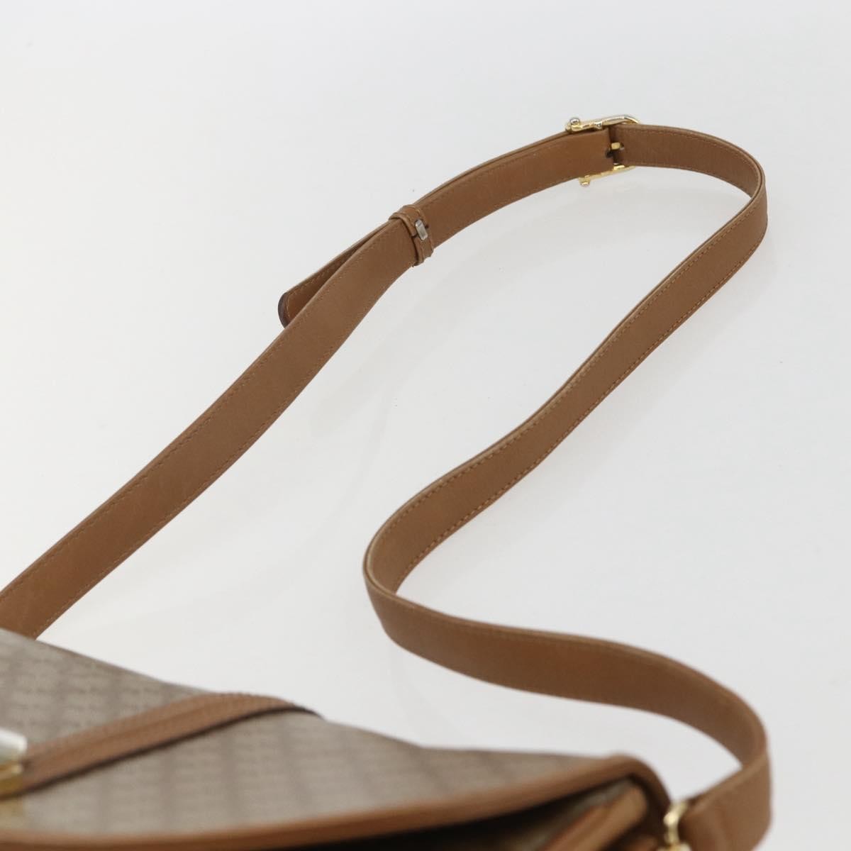 Celine Vintage Macadam Shoulder Bag Canvas and Leather, BEIGE, CANVAS, Shoulder bag