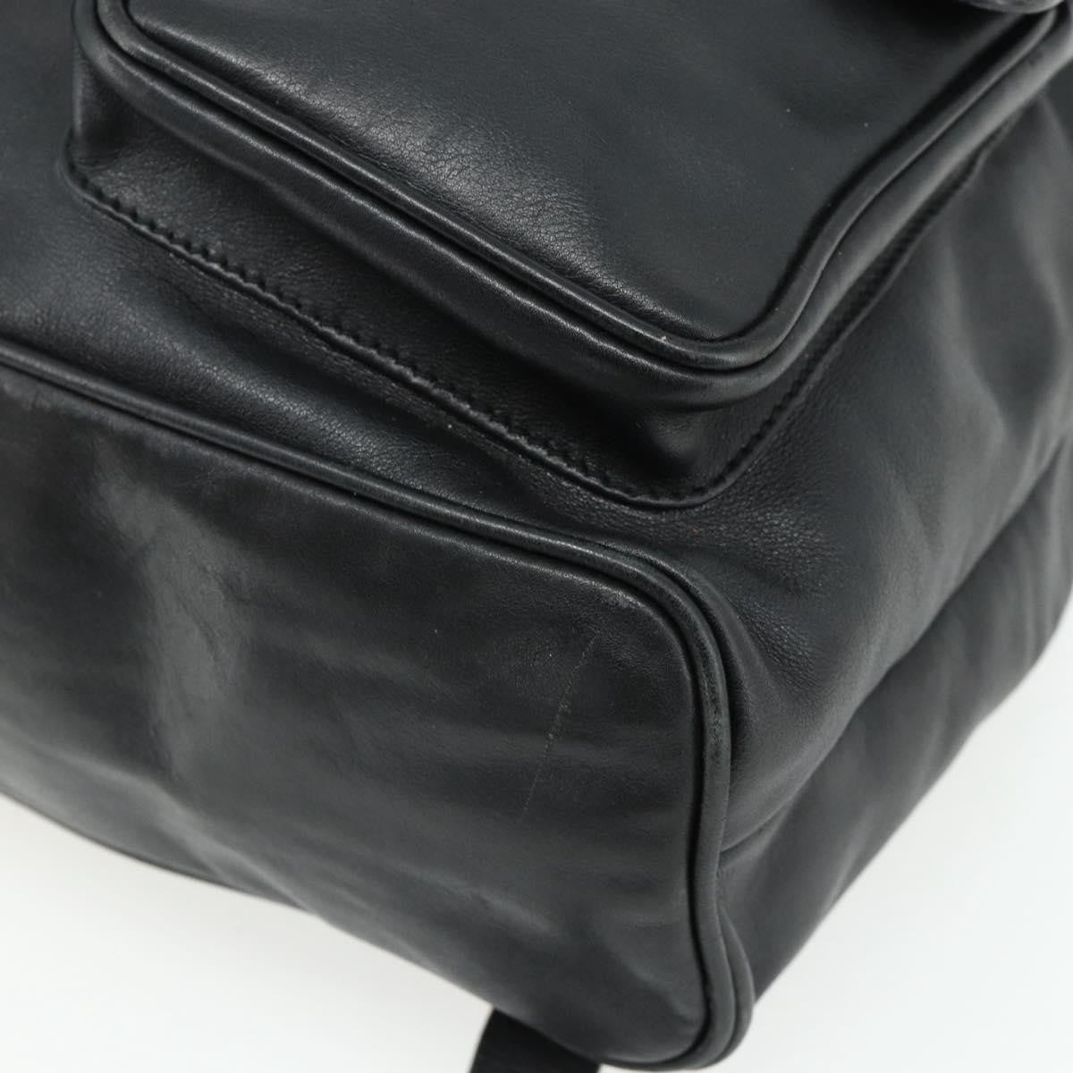 Gucci Vintage Bamboo Backpack Leather, Black, Leather, Backpack