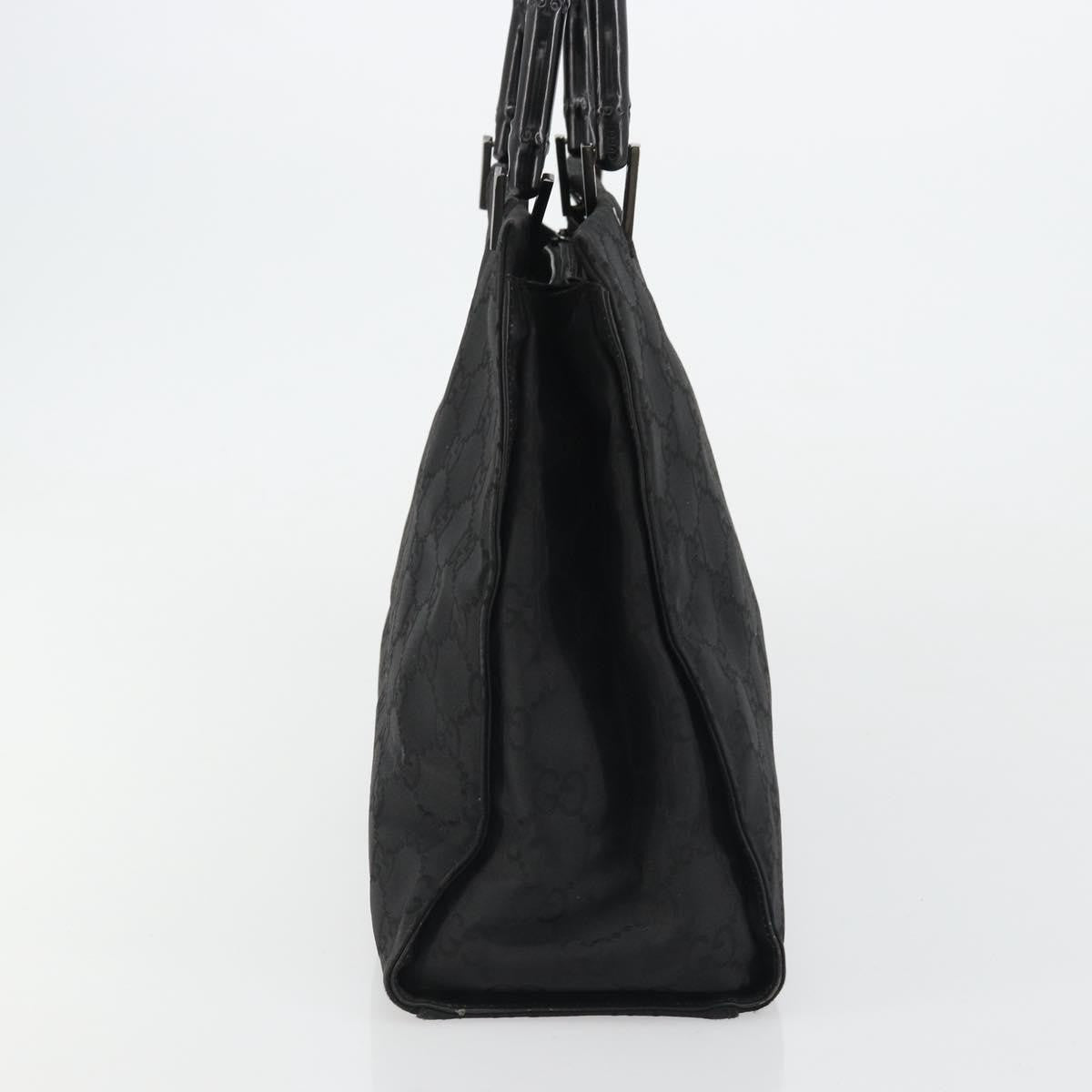 Gucci Vintage Bamboo Handle Tote GG Canvas, Black, Canvas, Tote Bag