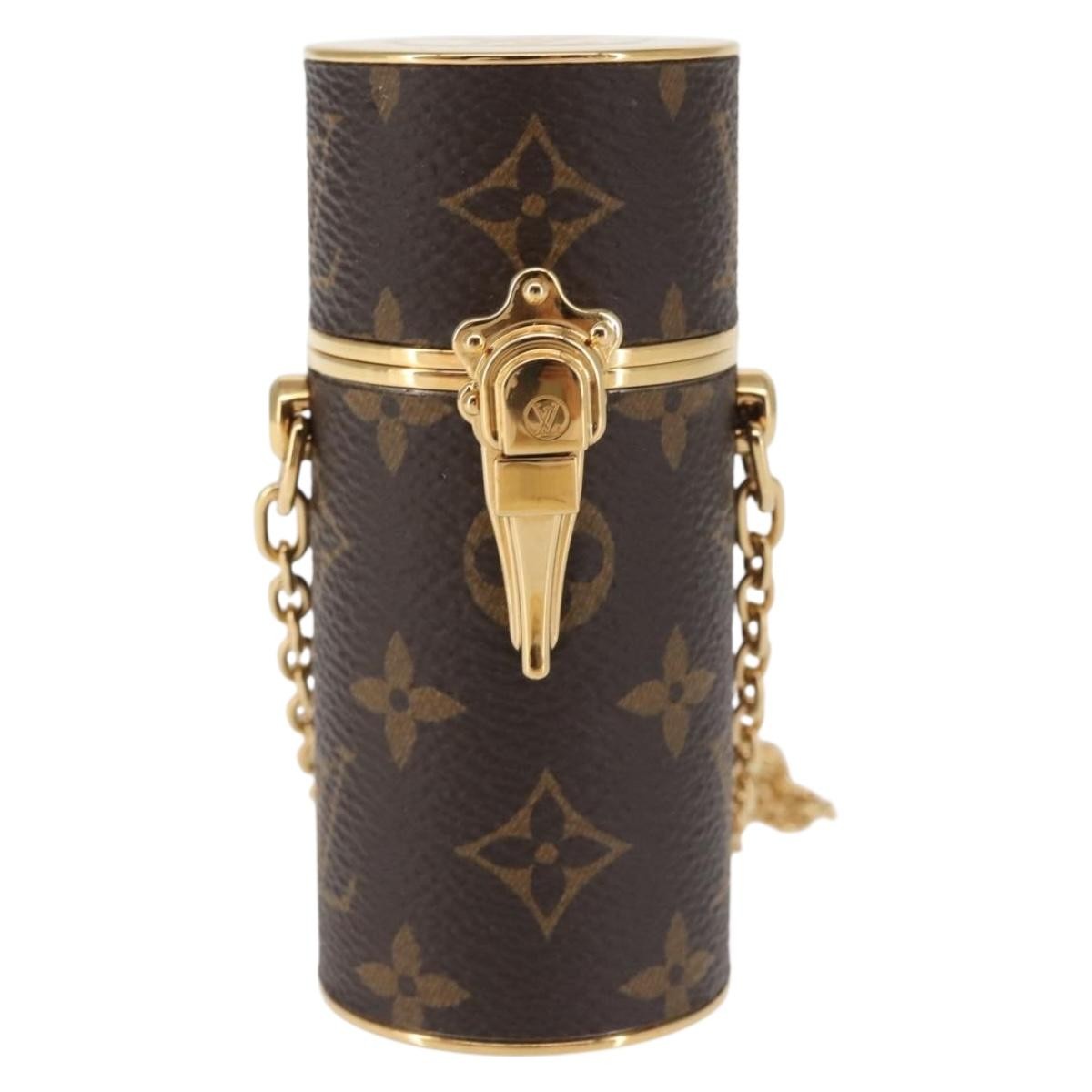 Louis Vuitton Lipstick Case on Chain Monogram Canvas, BROWN, CANVAS, Clutche & pouche