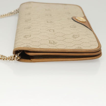 Christian Dior Vintage Honeycomb chain Canvas, BEIGE, CANVAS, Handbag