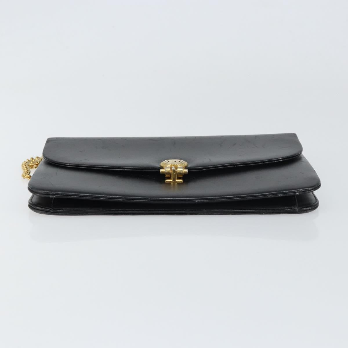 Christian Dior Vintage Chain Flap Shoulder Bag Leather, BLACK, LEATHER, Shoulder bag