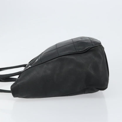 Chanel Square Stitch Tote Quilted Leather, BLACK, LEATHER, Tote bag